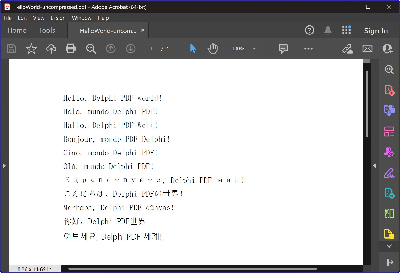 HotPDF Component Delphi Hello World Sample