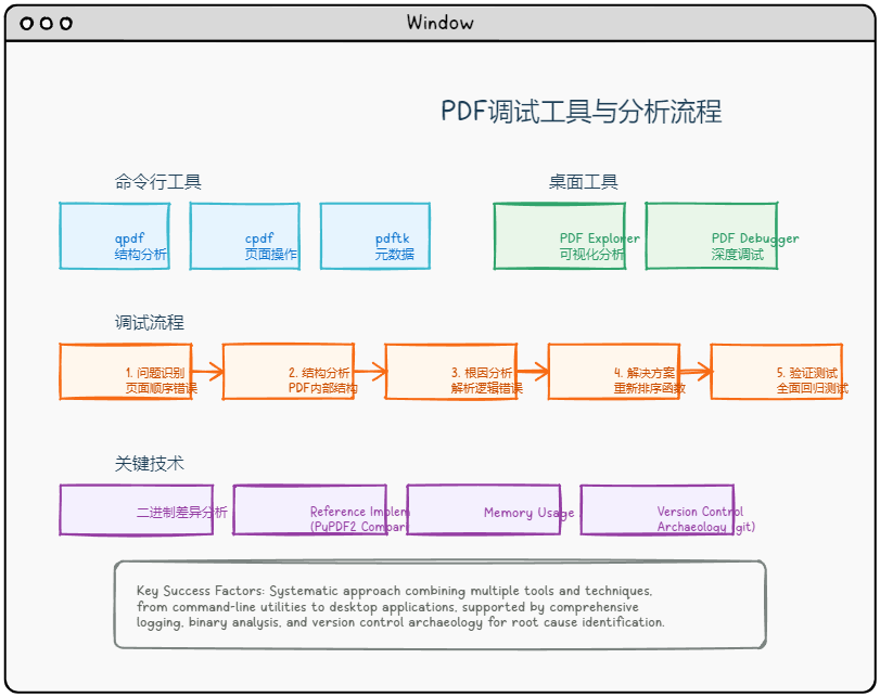 PDF调试工具和工作流程概念图
