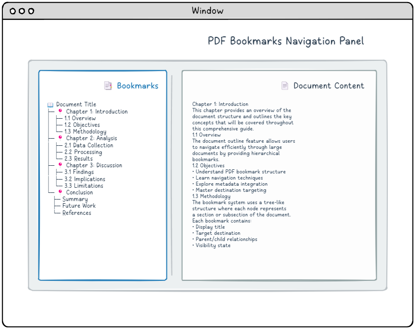 PDF bookmarks navigation panel showing document outline structure